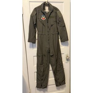 Vintage 90s USAF Air Combat Command Nomex Flight Suit Sage Green Military Pilot